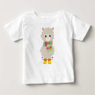 Camiseta Para Bebê Cute Llama, Little Llama, Alpaca, Llama Com Scarf