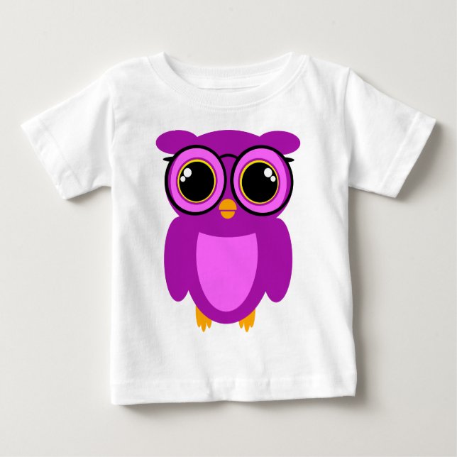 Camiseta Para Bebê Cute Nerdy Owl (Frente)