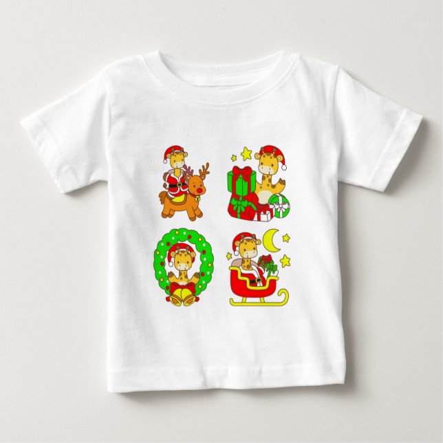 Camiseta Para Bebê Cute Nursery Animals 2025 Holiday Christmas (Frente)