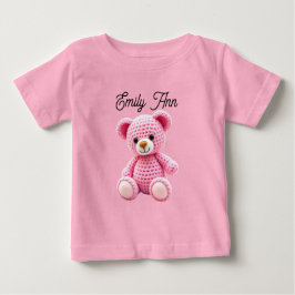 Camiseta Para Bebê Cute Pink Crocheted Baby Girl's Personalized