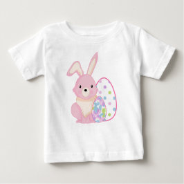 CAMISETA PARA BEBÊ CUTE PINK EASTER BUNNY WITH EASTER EGGS