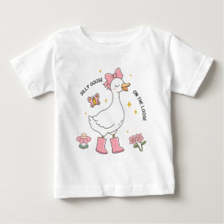Camiseta Para Bebê Cute Pink Silly Goose On The Loose 