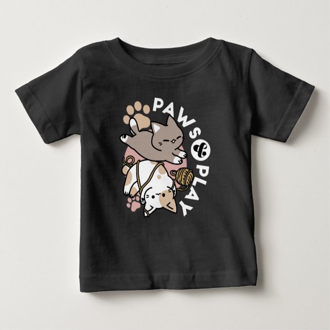 Camiseta Para Bebê Cute Playful Cats Design – Fun Paws and Play Art (Frente)