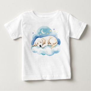 Camiseta Para Bebê Cute Puppy Labrador na Lua -