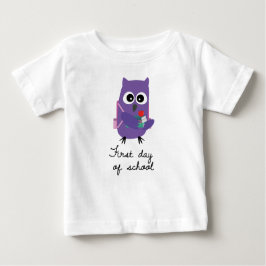 Camiseta Para Bebê Cute, purple owl, owlet "First day of school"