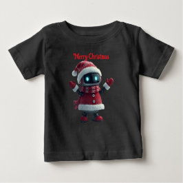 Camiseta Para Bebê cute robot Christmas holiday tech T-Shirt