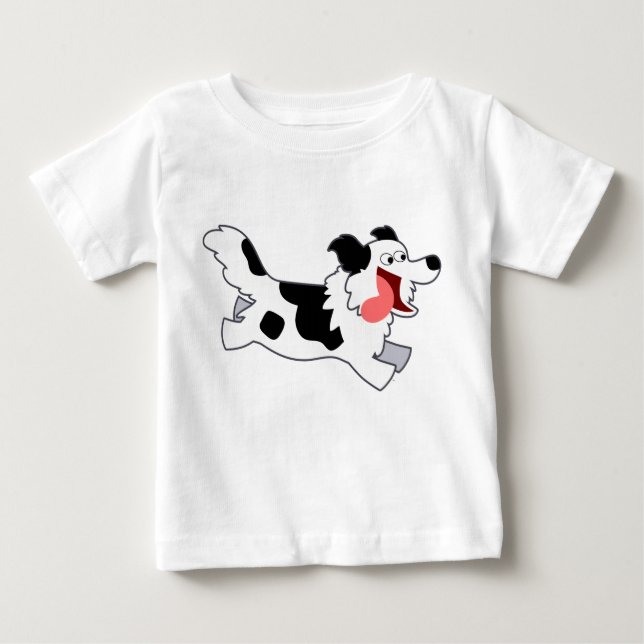 Camiseta Para Bebê Cute Runon Border Collie Kids T-Shirt (Frente)
