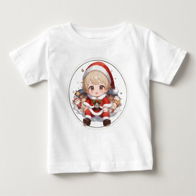Camiseta Para Bebê Cute Santa Baby T-Shirt - Christmas Infant Jersey  (Frente)