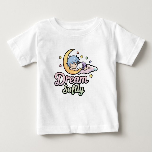 Camiseta Para Bebê Cute Sleepy Moon Illustration with Quote (Frente)