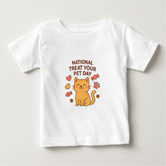 Camiseta Para Bebê Cute Smiling Cat Shirt | National Treat Pet Day