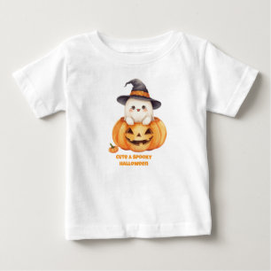Camiseta Para Bebê Cute Spooky Season Halloween Fantasma Abóbora Cria