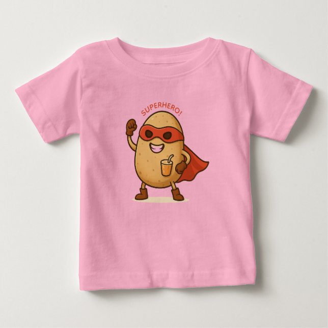Camiseta Para Bebê Cute Superhero Potato Cartoon Graphic Baby  (Frente)