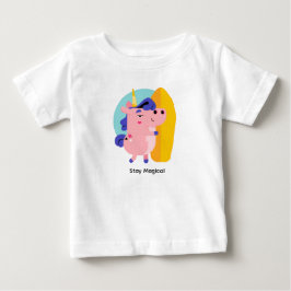 Camiseta Para Bebê Cute Surfing Unicorn – Kawaii Praia de Verão