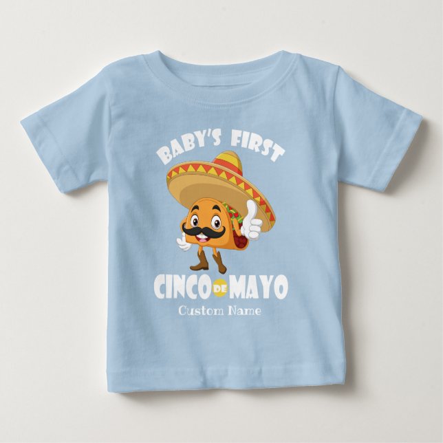 Camiseta Para Bebê Cute Taco WHTXT Baby's First Cinco de Mayo (Frente)