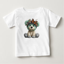 Camiseta Para Bebê Cute Teddy Bear with Butterflies Floral Plush