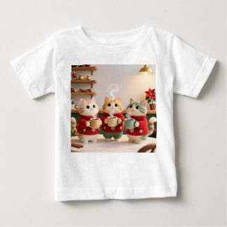 Camiseta Para Bebê Cute Three Cats Baby Jersey T-Shirt