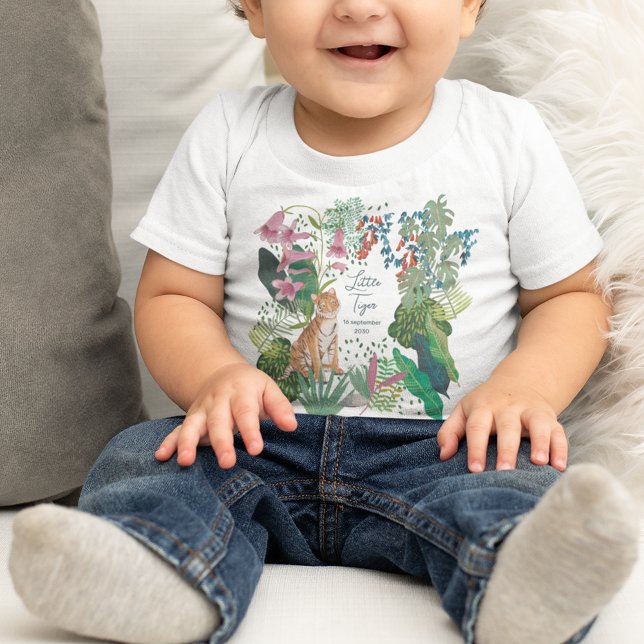 Camiseta Para Bebê Cute Tiger Jungle Little Tiger Chá de Bebê    (Little Tiger Baby T-shirt)