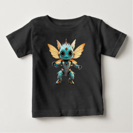 Camiseta Para Bebê Cute Turquoise Dancing Robot Pixie