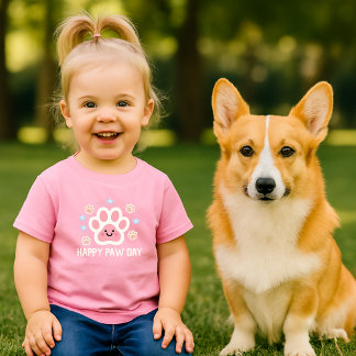 Camiseta Para Bebê cute  watercolor Happy paw day 