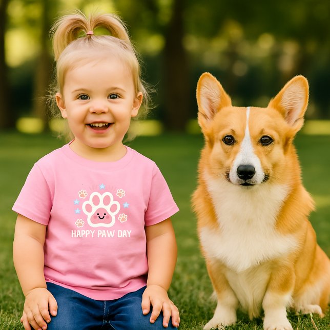 Camiseta Para Bebê cute  watercolor Happy paw day  (Criador carregado)