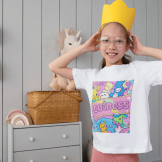 Camiseta Para Bebê "Cuteness Overload Mug - Kawaii Cartoon Amigos"