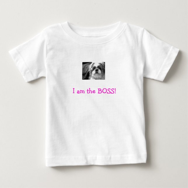 Camiseta Para Bebê cutesieb&w, eu sou o chefe! (Frente)