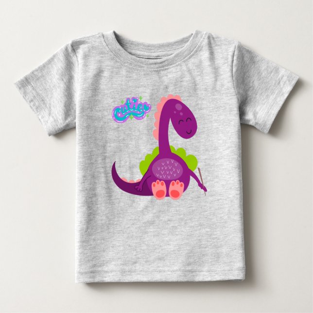 Camiseta Para Bebê Cutie Dinosaur Baby T-Shirt (Frente)