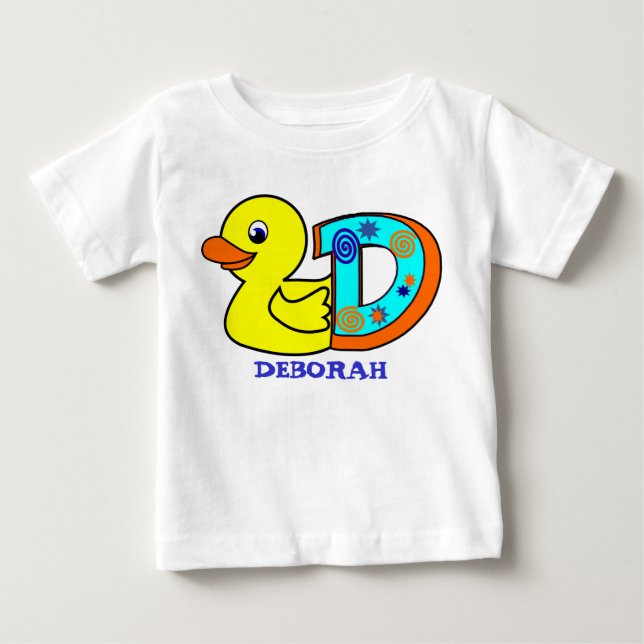Camiseta Para Bebê D DUCK, iniciais de nome (Frente)