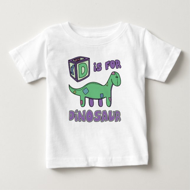Camiseta Para Bebê D é para o t-shirt do bebê do dinossauro (Frente)