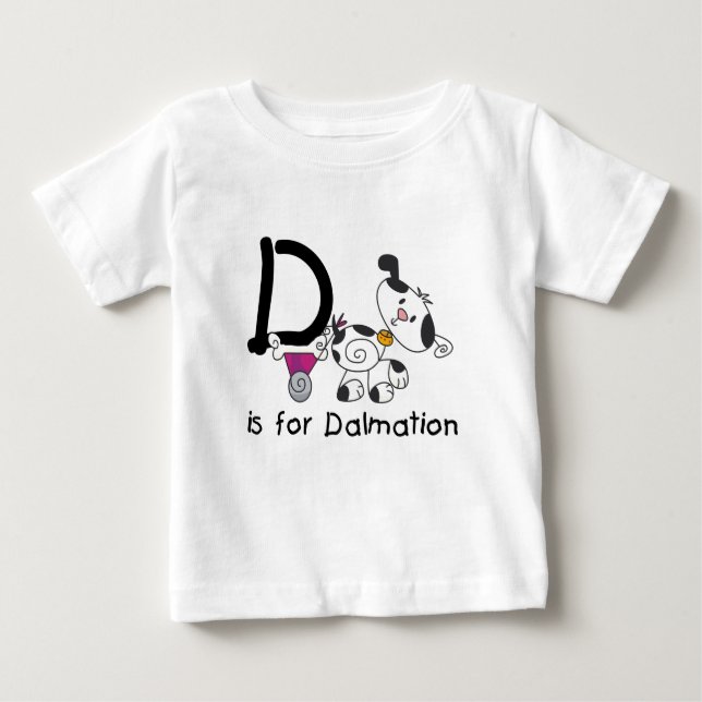 Camiseta Para Bebê D é para t-shirt e presentes de Dalmation (Frente)