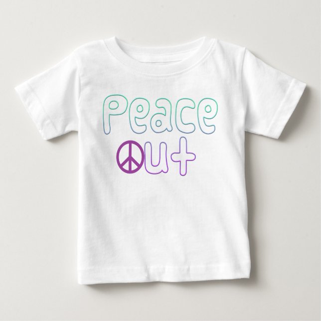 Camiseta Para Bebê Da paz letras para fora (Frente)