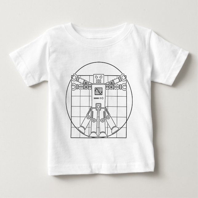 Camiseta Para Bebê Da Vinci Robot Vitruvian (Frente)