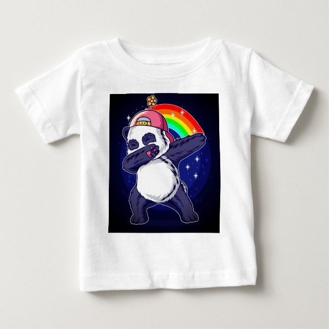 Camiseta Para Bebê Dabbing Panda Rainbow Vibes" Baby & Kids T-Shirt (Frente)
