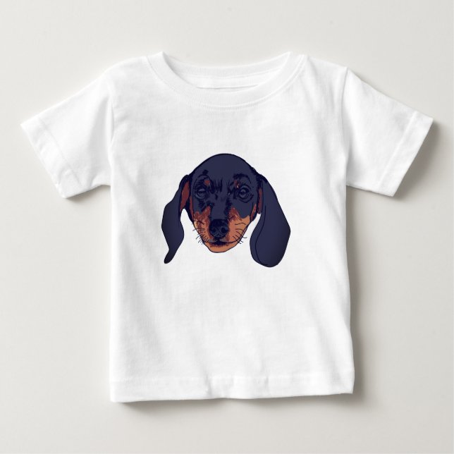Camiseta Para Bebê Dachshund & Ball Watercolor (Frente)