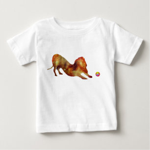 Camiseta Para Bebê Dachshund & Ball Watercolor