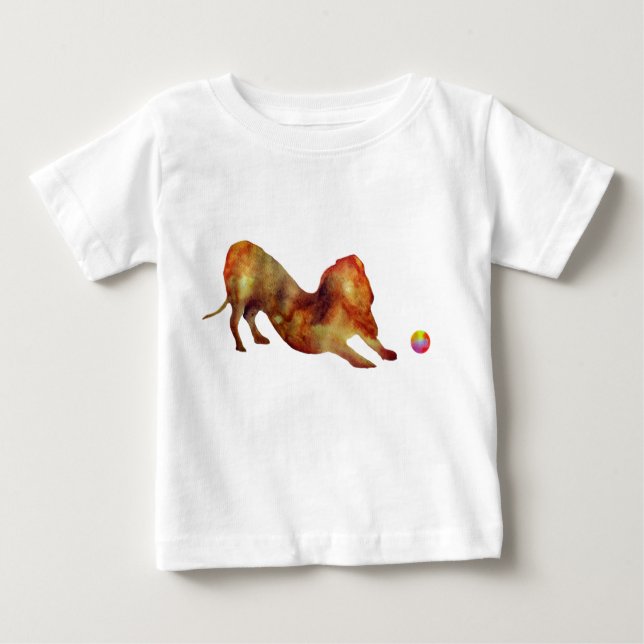 Camiseta Para Bebê Dachshund & Ball Watercolor (Frente)
