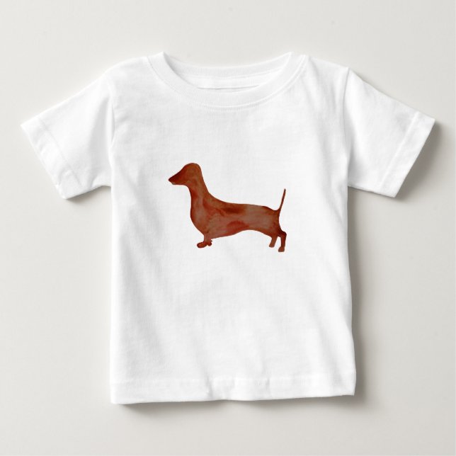 Camiseta Para Bebê Dachshund Brown Dog Baby Fine Jersey T-Shirt, (Frente)