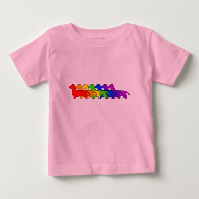 Camiseta Para Bebê Dachshund do arco-íris (Frente)