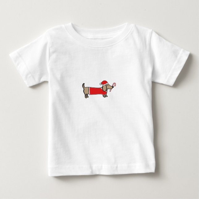 Camiseta Para Bebê Dachshund do Xmas (Frente)