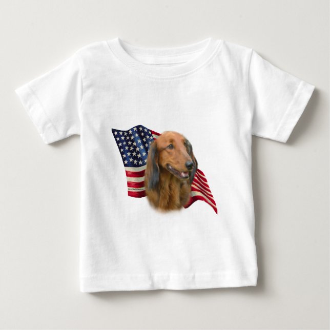 Camiseta Para Bebê Dachshund Flag (Frente)