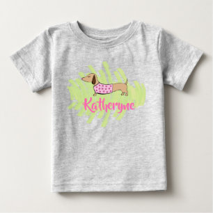 Camiseta Para Bebê Dachshund Hearts Baby Shirt para Primavera