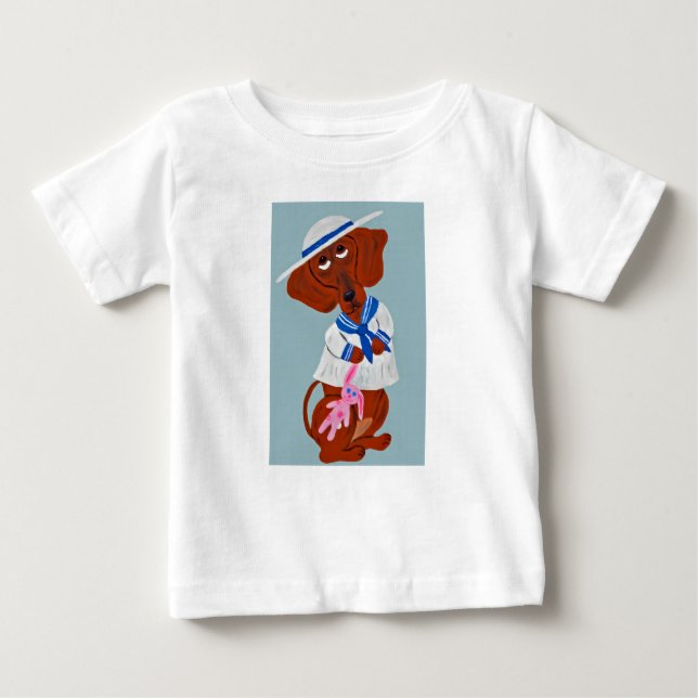 Camiseta Para Bebê Dachshund in a Sailor Suit (Frente)