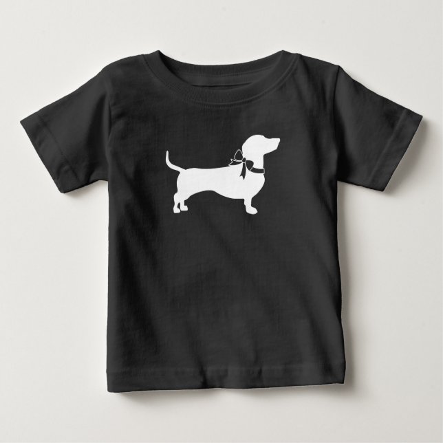 Camiseta Para Bebê Dachshund Weiner Chá de fraldas (Frente)