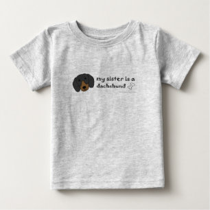 Camiseta Para Bebê DachshundBlackTanSister