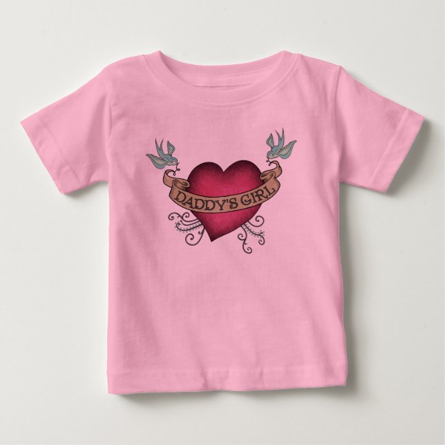 Camiseta Para Bebê Daddys Girl HeartTattoo (Frente)
