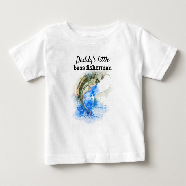 Camiseta Para Bebê Daddys Little Bass Pescador (Frente)