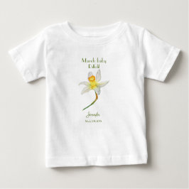 Camiseta Para Bebê Daffodil aniversário mês Março aquarela T Shirt