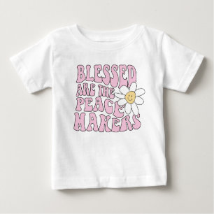 Camiseta Para Bebê Daisy and Peace Makers Slogan