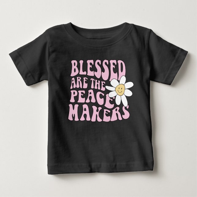 Camiseta Para Bebê Daisy and Peace Makers Slogan (Frente)