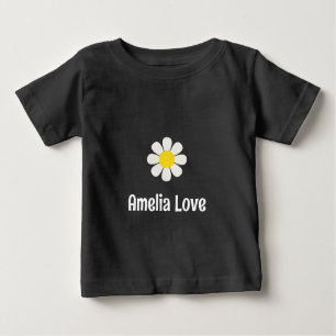 Camiseta Para Bebê Daisy flower Custom Name Personalised Baby Girl